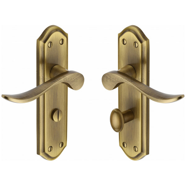 Heritage Brass Door Handle for Bathroom Sandown Design Antique finish - SAN1430-AT - Choice Handles