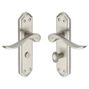 Heritage Brass Door Handle for Bathroom Sandown Design Satin Nickel finish - SAN1430-SN - Choice Handles