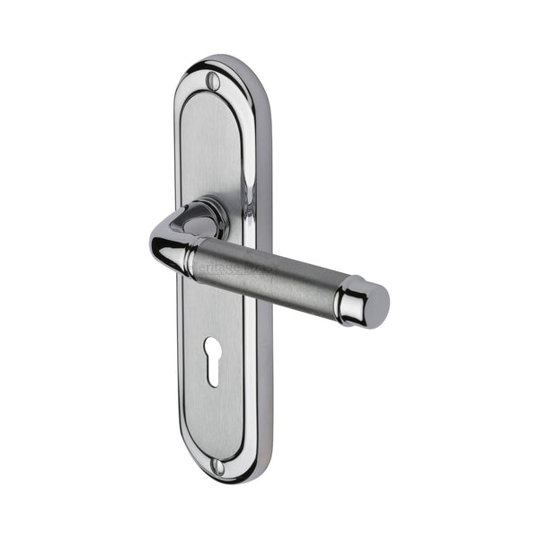Heritage Brass Door Handle Lever Lock Saturn Design Apollo finish - SAT1000-AP - Choice Handles