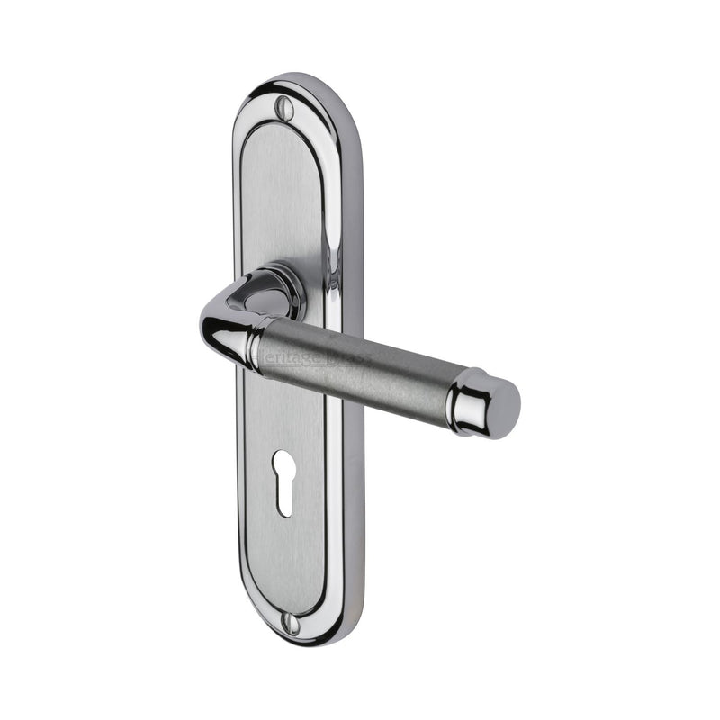 Heritage Brass Door Handle Lever Lock Saturn Design Apollo finish - SAT1000-AP - Choice Handles