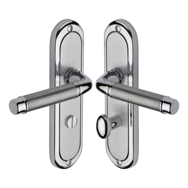 Heritage Brass Door Handle for Bathroom Saturn Design Apollo finish - SAT1030-AP - Choice Handles