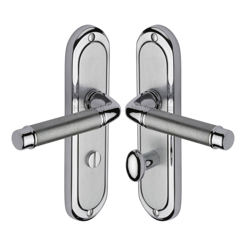 Heritage Brass Door Handle for Bathroom Saturn Design Apollo finish - SAT1030-AP - Choice Handles