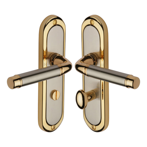 Heritage Brass Door Handle for Bathroom Saturn Design Jupiter finish - SAT1030-JP - Choice Handles