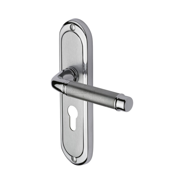 Heritage Brass Door Handle for Euro Profile Plate Saturn Design Apollo finish
 - SAT1048-AP - Choice Handles
