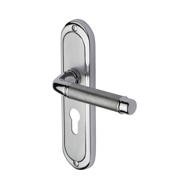 Heritage Brass Door Handle for Euro Profile Plate Saturn Design Apollo finish
 - SAT1048-AP - Choice Handles