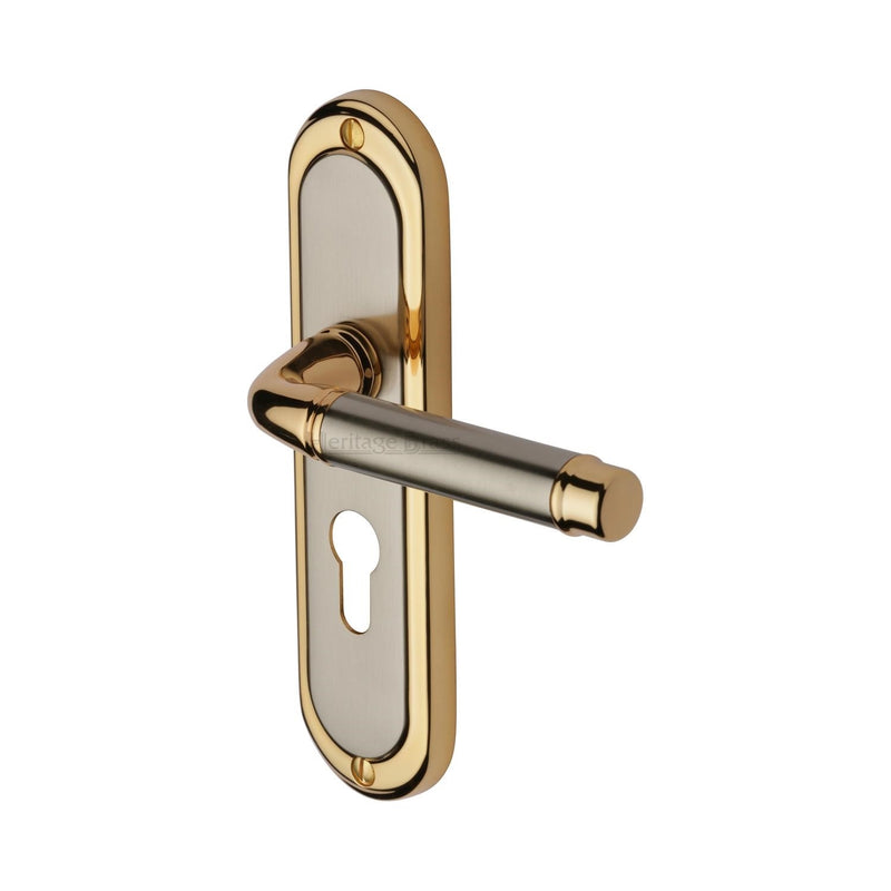 Heritage Brass Door Handle for Euro Profile Plate Saturn Design Jupiter finish
 - SAT1048-JP - Choice Handles