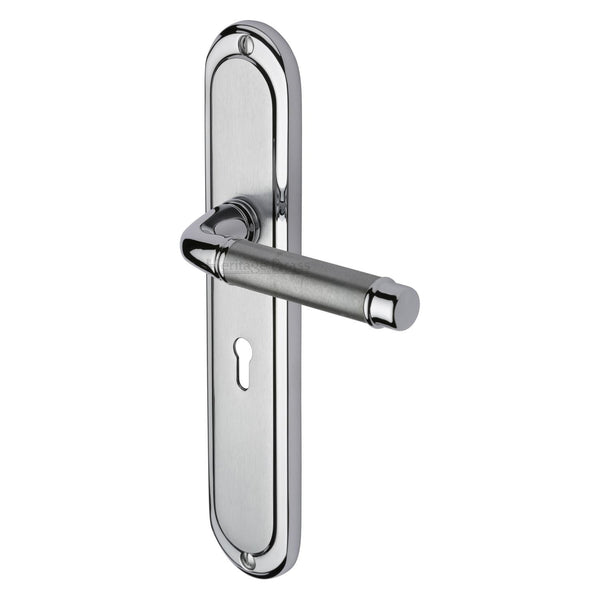 Heritage Brass Door Handle Lever Lock Saturn Long Design Apollo finish - SAT2000-AP - Choice Handles