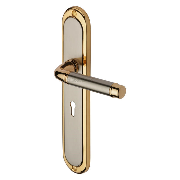 Heritage Brass Door Handle Lever Lock Saturn Long Design Jupiter finish - SAT2000-JP - Choice Handles