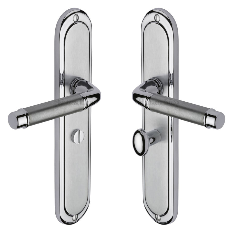 Heritage Brass Door Handle for Bathroom Saturn Long Design Apollo finish - SAT2030-AP - Choice Handles