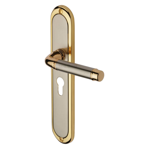 Heritage Brass Door Handle for Euro Profile Plate Saturn Long Design Jupiter finish - SAT2048-JP - Choice Handles