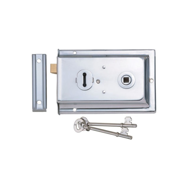 Spira Brass - Iron Rim Lock - Fluted  - Polished Chrome - 1031PC - Choice Handles