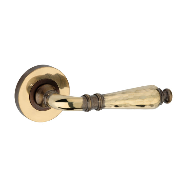Spira Brass - Hammered Hazel Lever on Rose  - Aged Brass - SB1110AB - Choice Handles