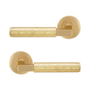 Spira Brass - Hammered Knurlmond Lever on Rose Satin Brass - SB1114SB - Choice Handles
