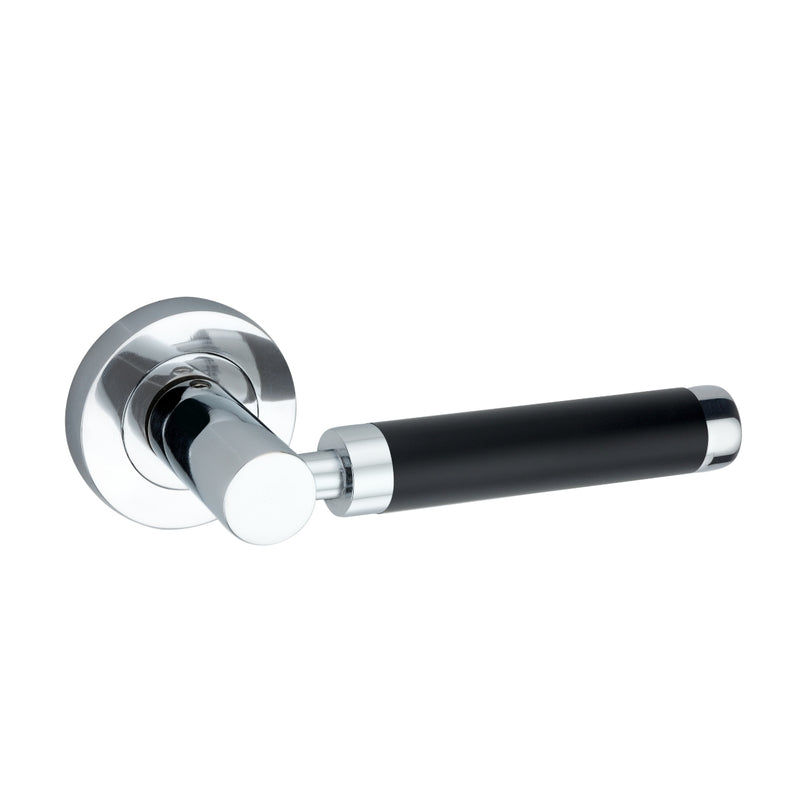 Spira Brass - Zest Lever Door Handle  - Dual Tone Black/Chrome - SB1203BLK/PC - Choice Handles