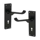 Spira Brass - Victorian Scroll Lock Lever Handle 150mm  - Matt Black - SB1402BLK - Choice Handles