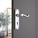 Spira Brass - Victorian Scroll Lock Lever Handle 150mm  - Polished Chrome - SB1402PC - Choice Handles