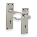 Spira Brass - Victorian Scroll Lock Lever Handle 150mm  - Satin Nickel - SB1402SN - Choice Handles