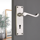 Spira Brass - Victorian Scroll Lock Lever Handle 150mm  - Satin Nickel - SB1402SN - Choice Handles