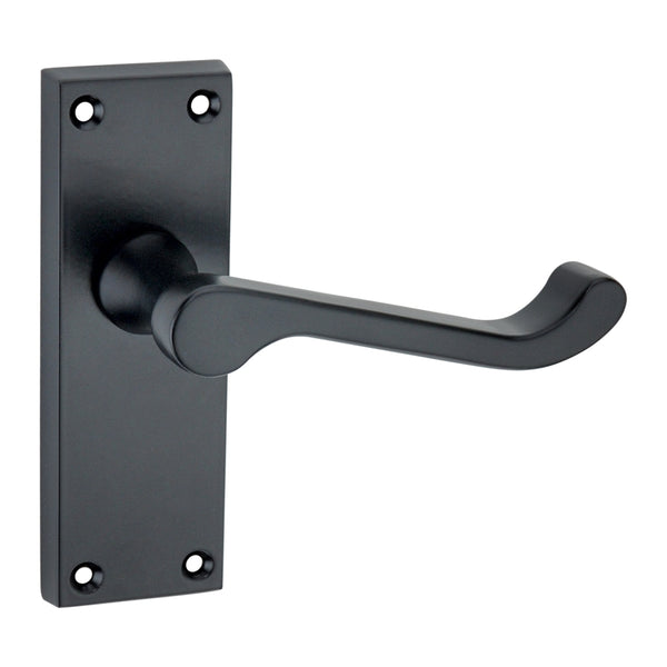Spira Brass - Victorian Scroll Latch Lever Handle 115mm  - Matt Black - SB1403BLK - Choice Handles