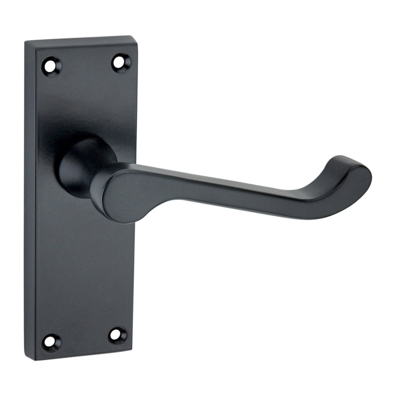 Spira Brass - Victorian Scroll Latch Lever Handle 115mm  - Matt Black - SB1403BLK - Choice Handles