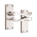 Spira Brass - Victorian Scroll Latch Lever Handle 115mm  - Satin Nickel - SB1403SN - Choice Handles