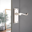 Spira Brass - Victorian Scroll Latch Lever Handle 115mm  - Satin Nickel - SB1403SN - Choice Handles