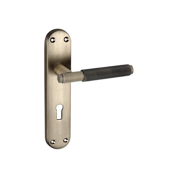 Spira Brass - Connaught Knurled Lever on Backplate Lock  - Matt Antique - SB1405MANT - Choice Handles