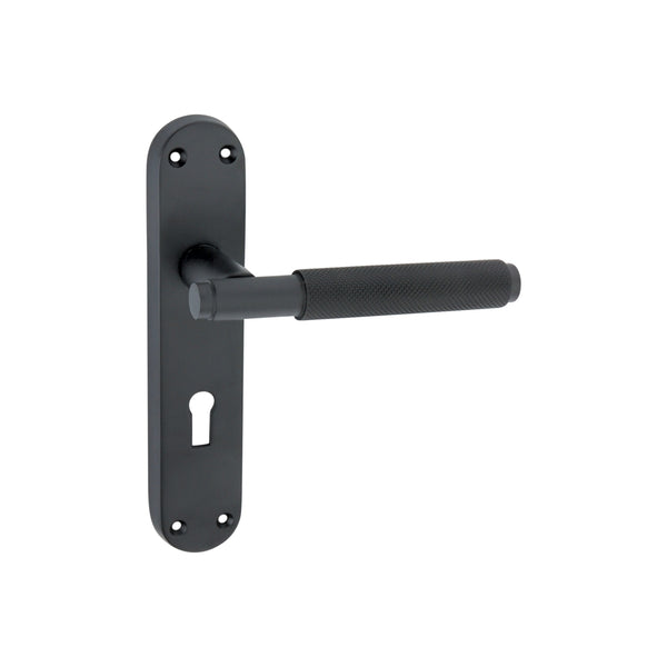 Spira Brass - Connaught Knurled Lever on Backplate Lock  - Matt Black - SB1405BLK - Choice Handles