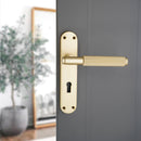 Spira Brass - Connaught Knurled Lever on Backplate Lock  - Satin Brass - SB1405SB - Choice Handles