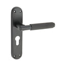 Spira Brass - Connaught Knurled Lever on Backplate Euro  - Matt Black - SB1406BLK - Choice Handles