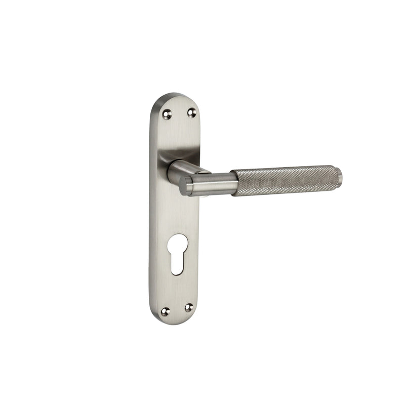 Spira Brass - Connaught Knurled Lever on Backplate Euro - Satin Nickel - SB1406SN - Choice Handles
