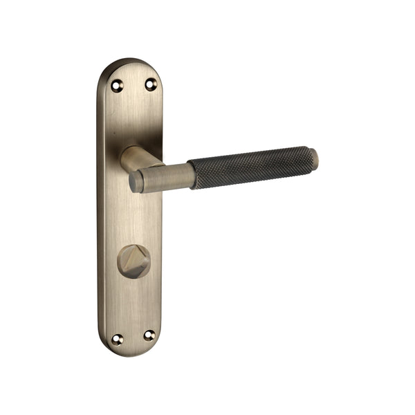 Spira Brass - Connaught Knurled Lever on Backplate Privacy  - Matt Antique - SB1407MANT - Choice Handles