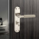 Spira Brass - Connaught Knurled Lever on Backplate Privacy - Satin Nickel - SB1407SN - Choice Handles