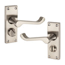 Spira Brass - Victorian Scroll Privacy Lever Handle 115mm  - Satin Nickel - SB1413SN - Choice Handles