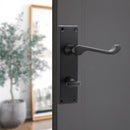 Spira Brass - Victorian Scroll Privacy Lever Handle 150mm  - Matt Black - SB1422BLK - Choice Handles