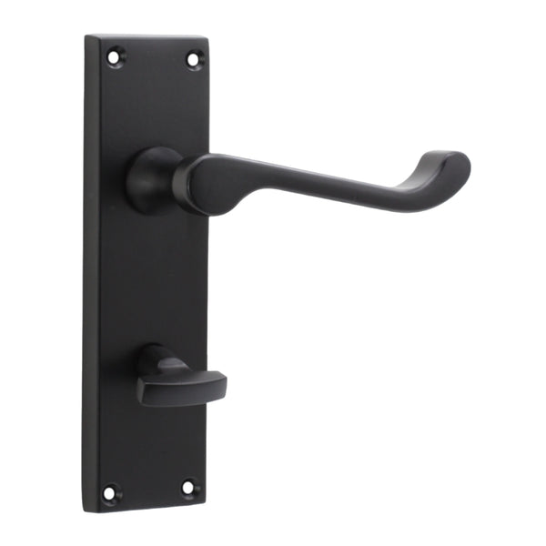Spira Brass - Victorian Scroll Privacy Lever Handle 150mm  - Matt Black - SB1422BLK - Choice Handles