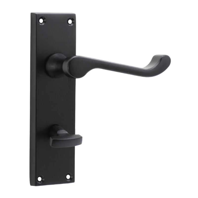 Spira Brass - Victorian Scroll Privacy Lever Handle 150mm  - Matt Black - SB1422BLK - Choice Handles