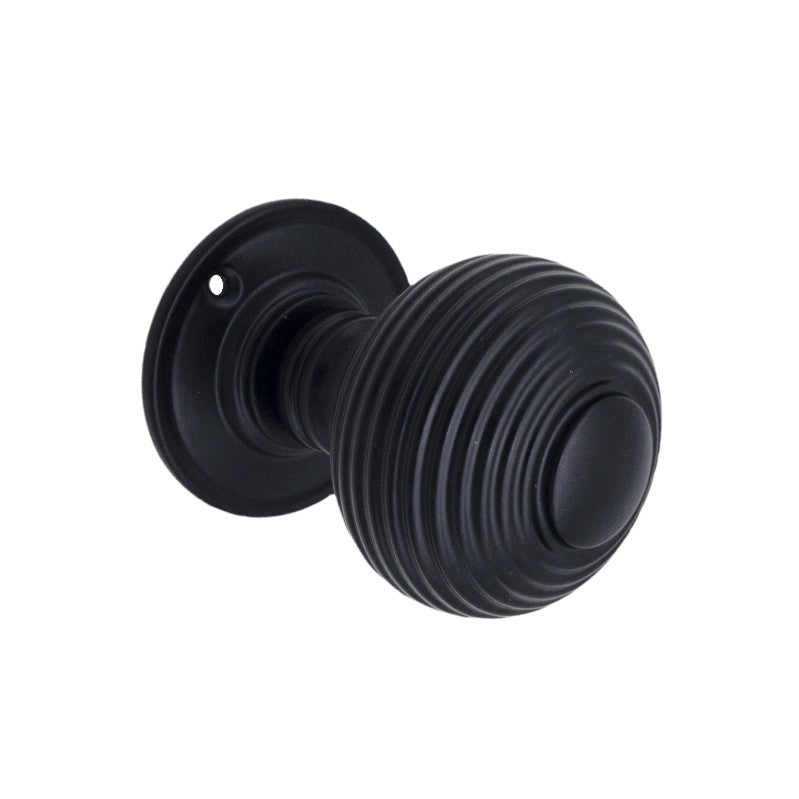 Spira Brass - Beehive Large 60mm Mortice Door Knob  - Matt Black - SB2106BLK - Choice Handles