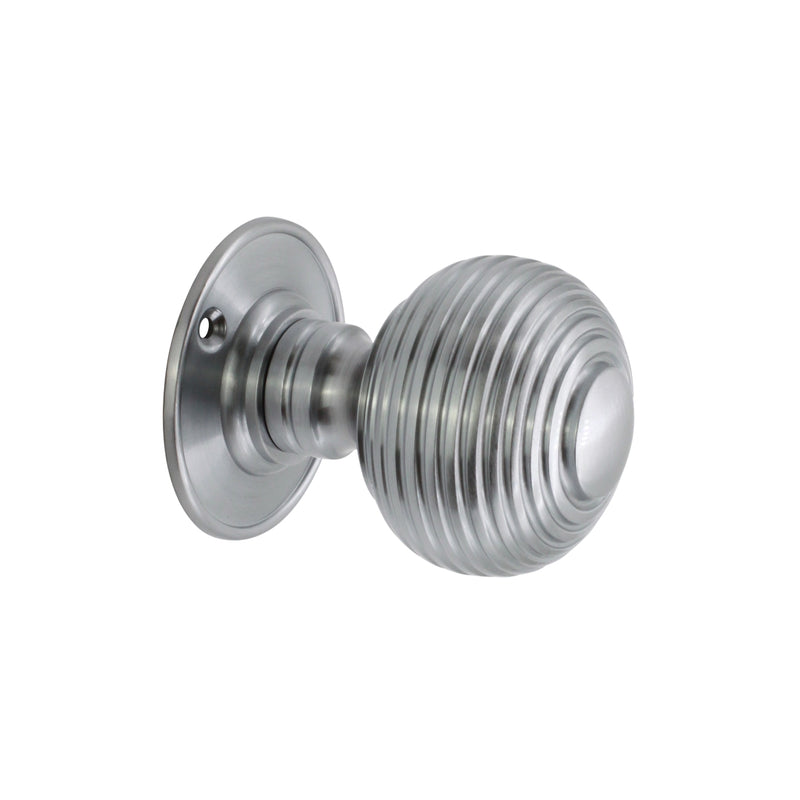 Spira Brass - Beehive Large 60mm Mortice Door Knob  - Satin Chrome - SB2106SC - Choice Handles