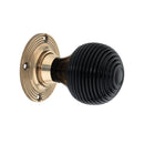 Spira Brass - Ebony Beehive Rim/Mortice Door Knob  - Aged Brass - SB2115AB - Choice Handles