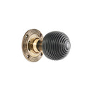 Spira Brass - Ebony Beehive Rim/Mortice Door Knob  - Aged Brass - SB2115AB - Choice Handles