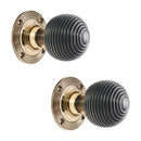 Spira Brass - Ebony Beehive Rim/Mortice Door Knob  - Aged Brass - SB2115AB - Choice Handles