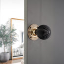Spira Brass - Ebony Beehive Rim/Mortice Door Knob  - Aged Brass - SB2115AB - Choice Handles