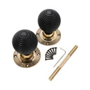 Spira Brass - Ebony Beehive Rim/Mortice Door Knob  - Aged Brass - SB2115AB - Choice Handles