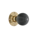 Spira Brass - Ebony Beehive Rim/Mortice Door Knob  - Polished Brass - SB2115PB - Choice Handles
