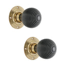 Spira Brass - Ebony Beehive Rim/Mortice Door Knob  - Polished Brass - SB2115PB - Choice Handles