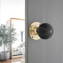 Spira Brass - Ebony Beehive Rim/Mortice Door Knob  - Polished Brass - SB2115PB - Choice Handles