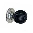 Spira Brass - Ebony Beehive Rim/Mortice Door Knob  - Polished Nickel - SB2115PN - Choice Handles