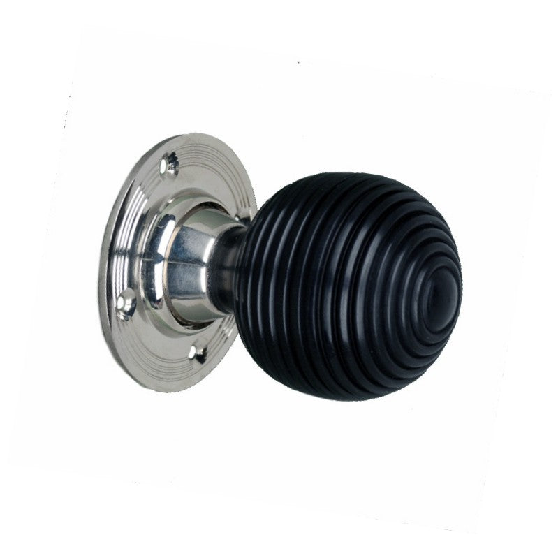 Spira Brass - Ebony Beehive Rim/Mortice Door Knob  - Polished Nickel - SB2115PN - Choice Handles