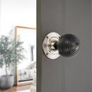 Spira Brass - Ebony Beehive Rim/Mortice Door Knob  - Polished Nickel - SB2115PN - Choice Handles